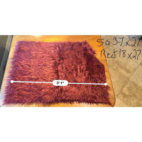 Burgundy Red Wine Faux Fur Fabric 27" by Over 1 Yd - Picture 2 of 4